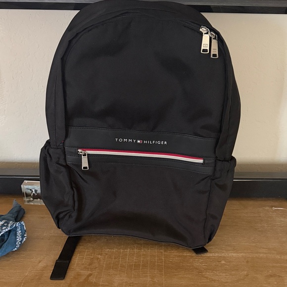Tommy Hilfiger Black Backpack with Red Accents
